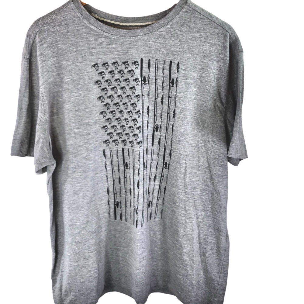 Lake & Trail Fish Graphic T Shirt Tee Sz XL Men Unisex Gray Black Fisherman